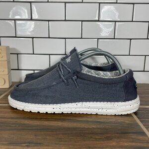Hey Dude Wally Mens Size 8 Shoes Chambray Blue Mirage Moc Toe Casual Slip On